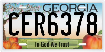 GA license plate CER6378