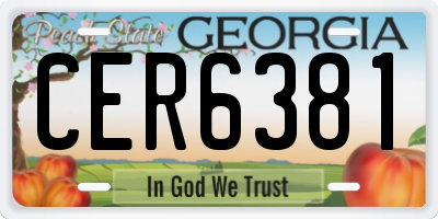 GA license plate CER6381