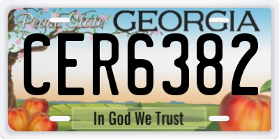GA license plate CER6382