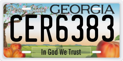 GA license plate CER6383