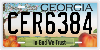 GA license plate CER6384