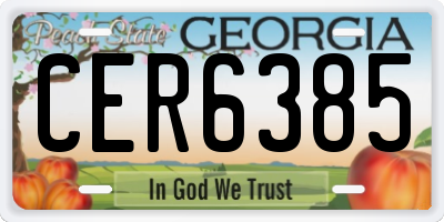 GA license plate CER6385