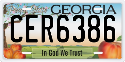 GA license plate CER6386