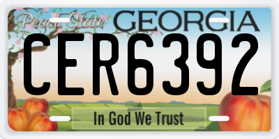 GA license plate CER6392