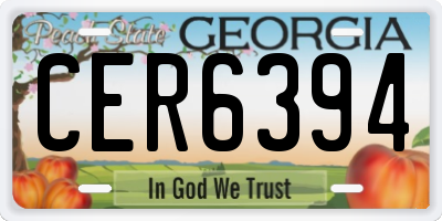 GA license plate CER6394