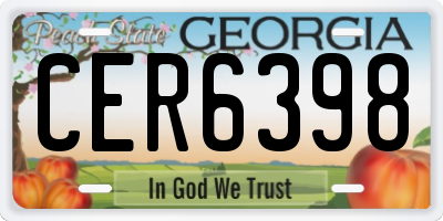 GA license plate CER6398