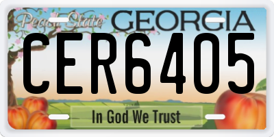 GA license plate CER6405