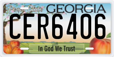GA license plate CER6406
