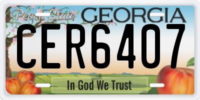 GA license plate CER6407