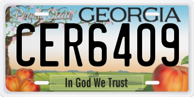 GA license plate CER6409