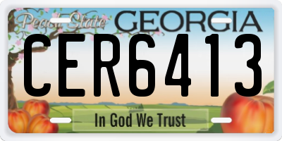 GA license plate CER6413