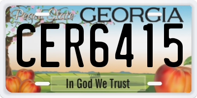 GA license plate CER6415