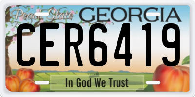 GA license plate CER6419