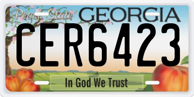 GA license plate CER6423