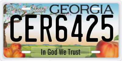 GA license plate CER6425