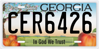 GA license plate CER6426