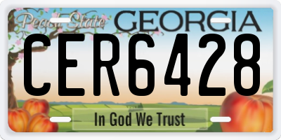 GA license plate CER6428