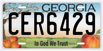 GA license plate CER6429