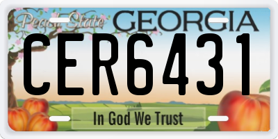GA license plate CER6431