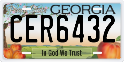 GA license plate CER6432