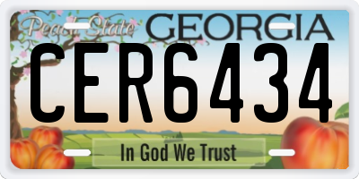 GA license plate CER6434