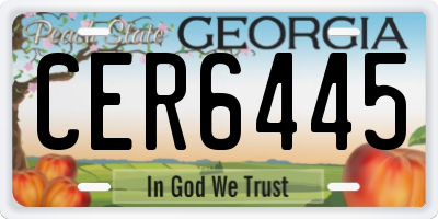 GA license plate CER6445