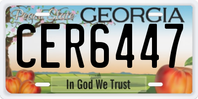 GA license plate CER6447