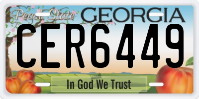 GA license plate CER6449