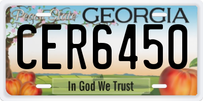 GA license plate CER6450