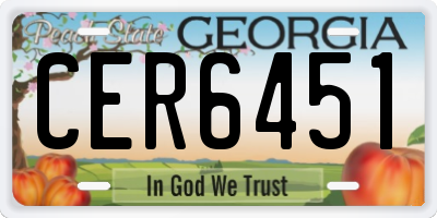 GA license plate CER6451