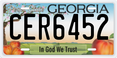 GA license plate CER6452