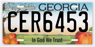 GA license plate CER6453