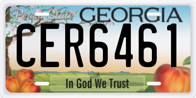 GA license plate CER6461