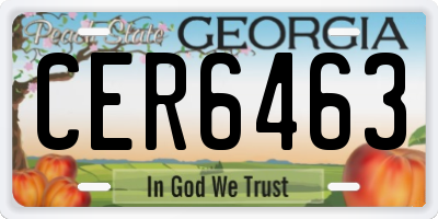 GA license plate CER6463