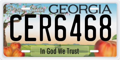 GA license plate CER6468