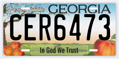 GA license plate CER6473