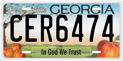 GA license plate CER6474
