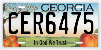 GA license plate CER6475