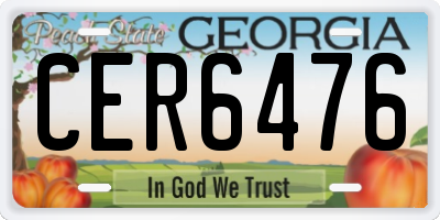 GA license plate CER6476