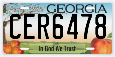 GA license plate CER6478