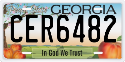 GA license plate CER6482