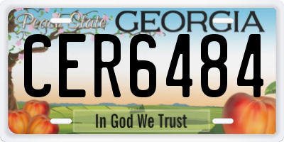 GA license plate CER6484