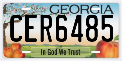 GA license plate CER6485