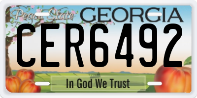 GA license plate CER6492