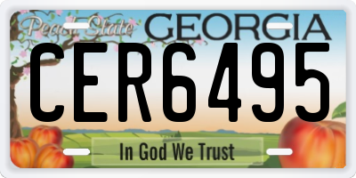 GA license plate CER6495