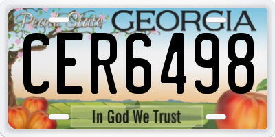 GA license plate CER6498