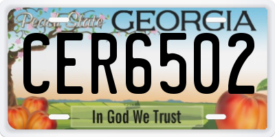 GA license plate CER6502