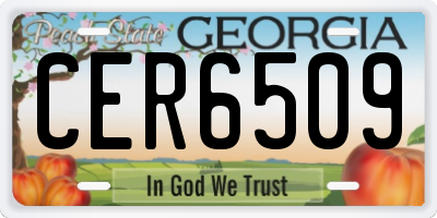 GA license plate CER6509
