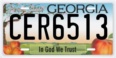 GA license plate CER6513