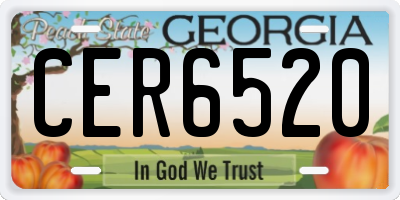 GA license plate CER6520